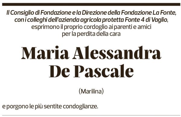 Annuncio funebre Maria Alessandra De Pascale