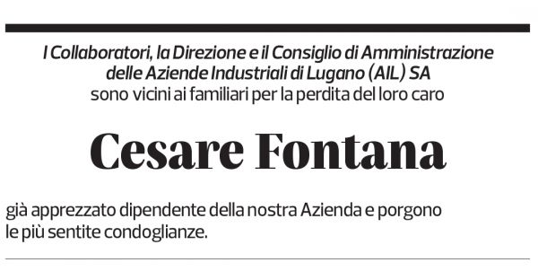 Annuncio funebre Cesare Fontana