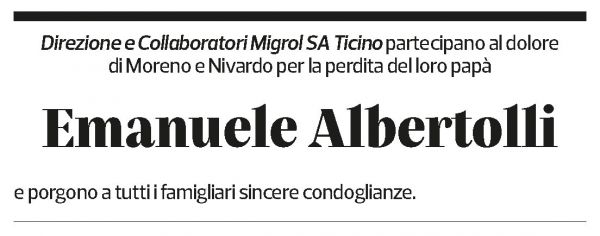 Annuncio funebre Emanuele Albertolli