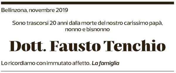 Annuncio funebre Fausto Tenchio