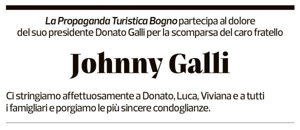 Annuncio funebre Johnny Galli