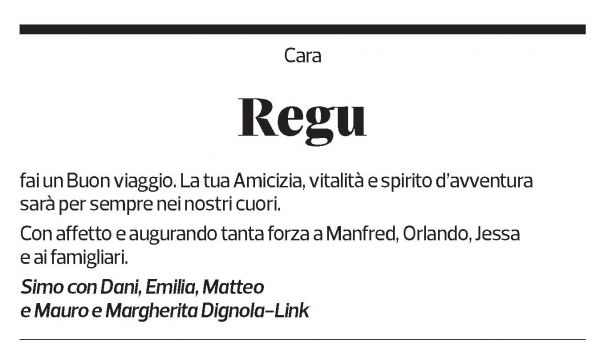 Annuncio funebre Regula 