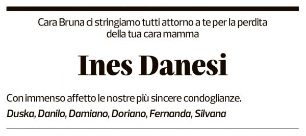 Annuncio funebre Ines Danesi