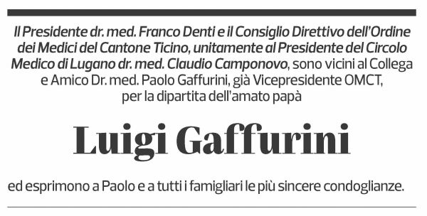 Annuncio funebre Luigi Gaffurini