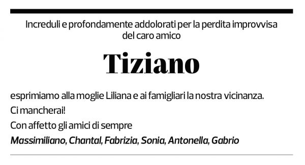 Annuncio funebre Tiziano Allevi