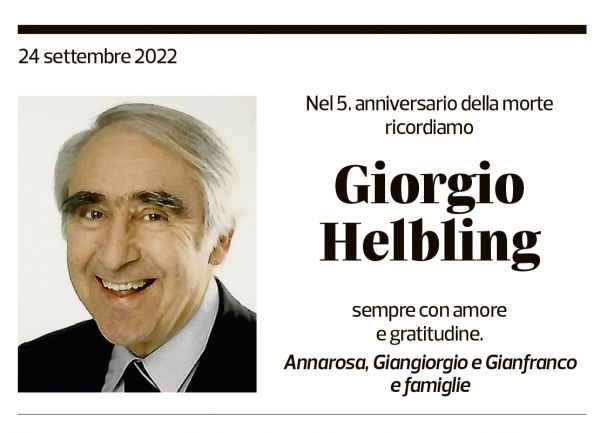 Annuncio funebre Giorgio Helbling