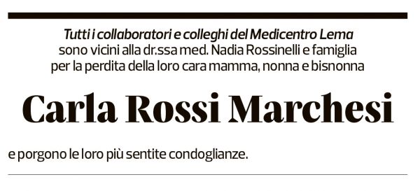 Annuncio funebre Carla Rossi Marchesi