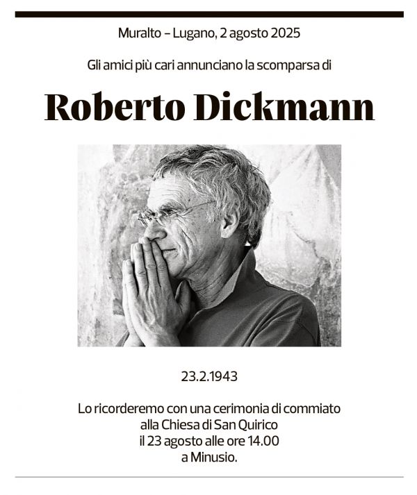 Annuncio funebre Roberto Dickmann