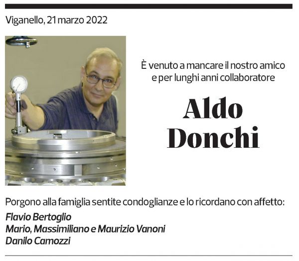 Annuncio funebre Aldo Pietro Donchi