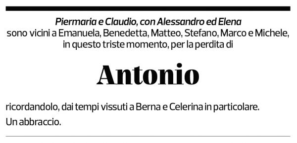 Annuncio funebre Antonio Soldati