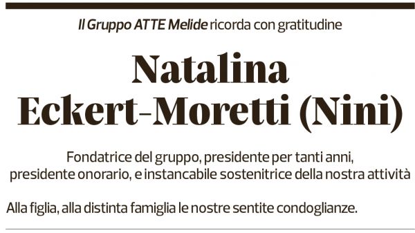 Annuncio funebre Natalina Eckert-moretti