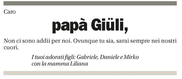 Annuncio funebre Papà Giüli (giuliano) Amadò