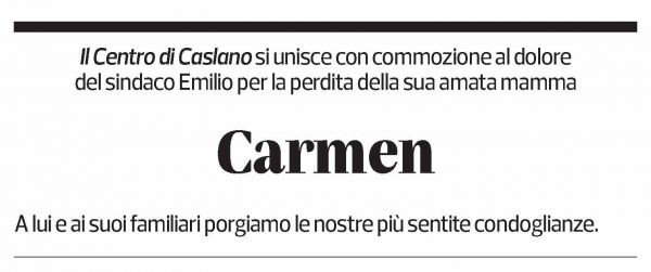 Annuncio funebre Carmen Taiana Casanova
