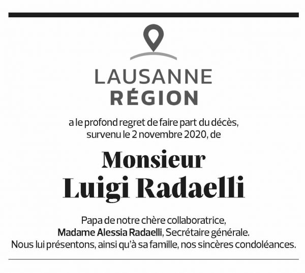 Annuncio funebre Luigi Radaelli