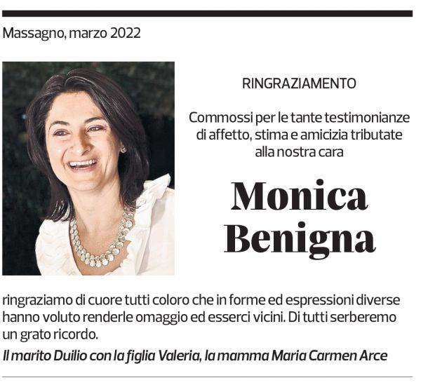 Annuncio funebre Monica Benigna