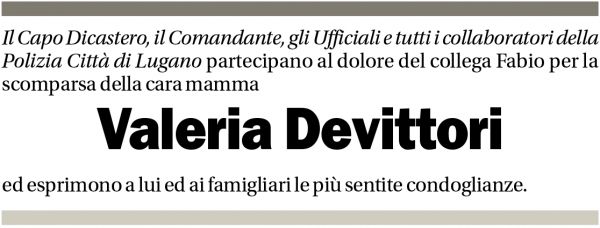 Annuncio funebre Valeria Devittori