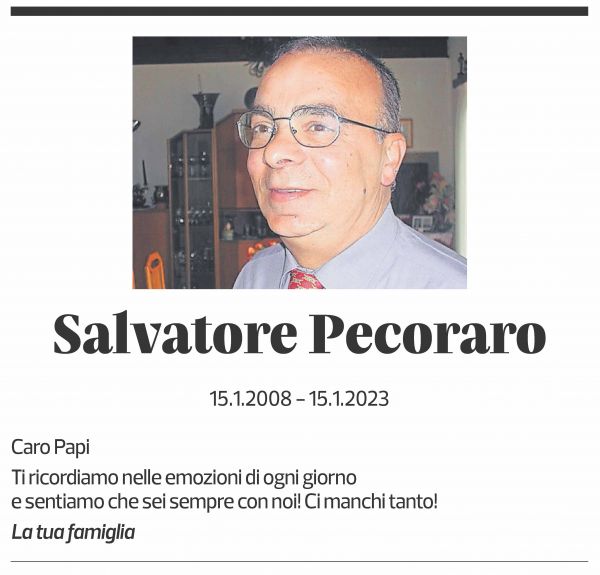 Annuncio funebre Salvatore Pecoraro