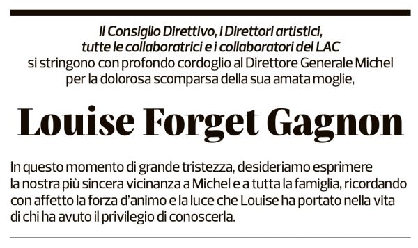 Annuncio funebre Louise Forget Gagnon