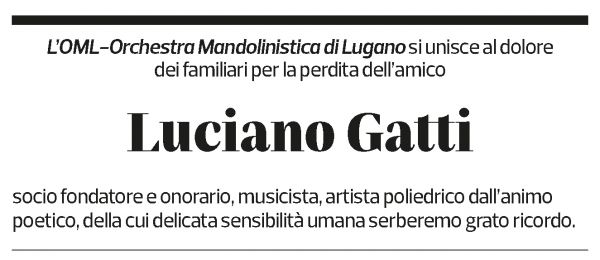 Annuncio funebre Luciano Gatti