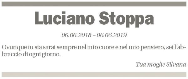 Annuncio funebre Luciano Stoppa
