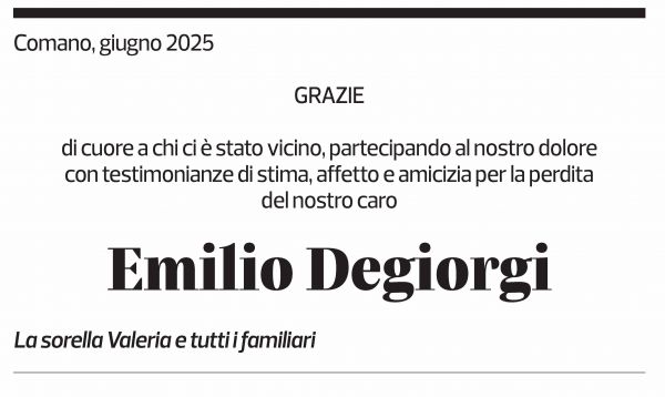 Annuncio funebre Emilio Degiorgi