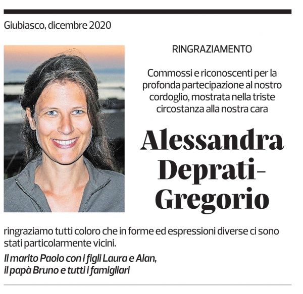 Annuncio funebre Alessandra Deprati-gregorio