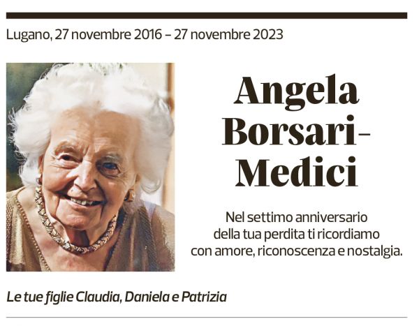 Annuncio funebre Angela Borsari-medici