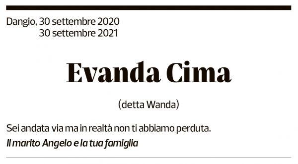 Annuncio funebre Evanda Cima