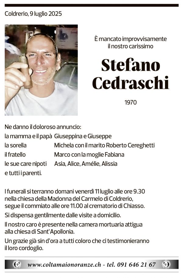Annuncio funebre Stefano Cedraschi
