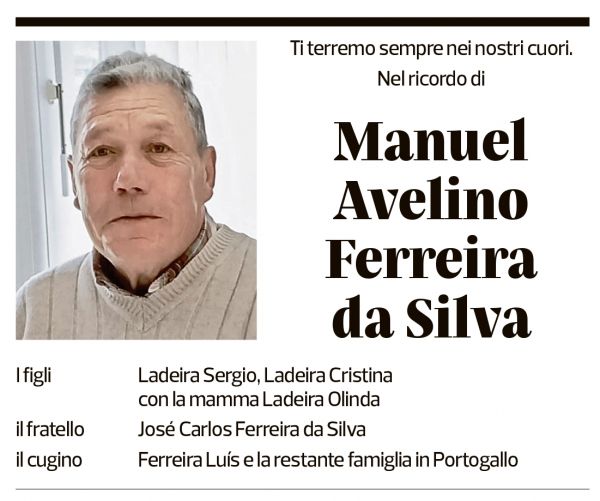 Annuncio funebre Manuel Ferreira Da Silva