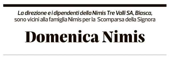 Annuncio funebre Domenica Nina Nimis