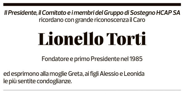 Annuncio funebre Lionello Torti