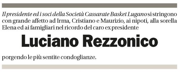 Annuncio funebre Luciano Rezzonico