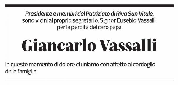 Annuncio funebre Giancarlo Vassalli