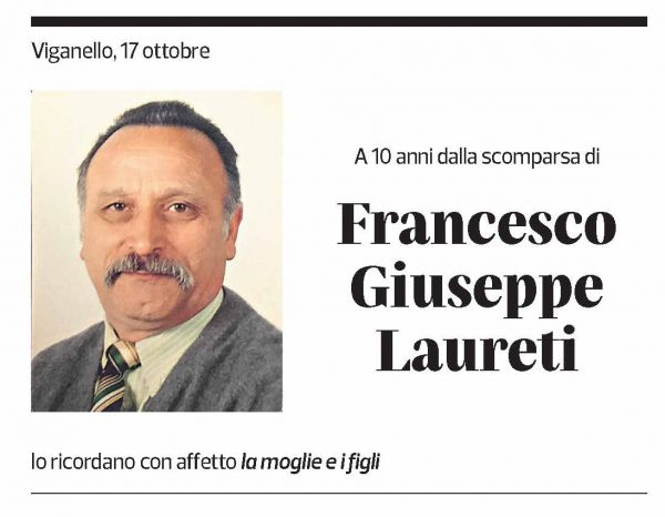 Annuncio funebre Francesco Giuseppe Laureti