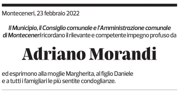 Annuncio funebre Adriano Morandi