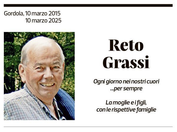 Annuncio funebre Reto Grassi