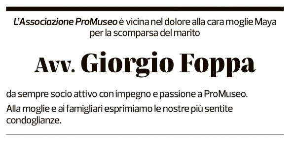 Annuncio funebre Giorgio Foppa