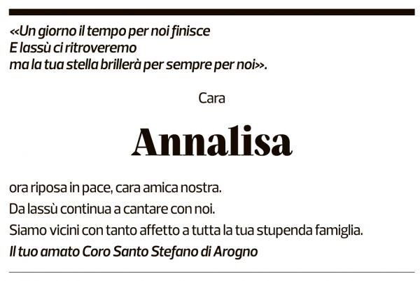 Annuncio funebre Annalisa Pesenti