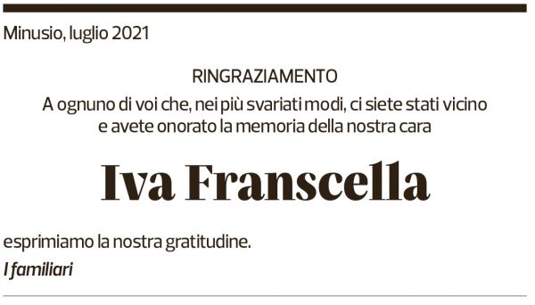 Annuncio funebre Iva Franscella