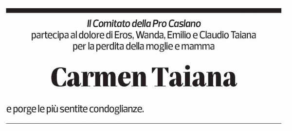 Annuncio funebre Carmen Taiana Casanova