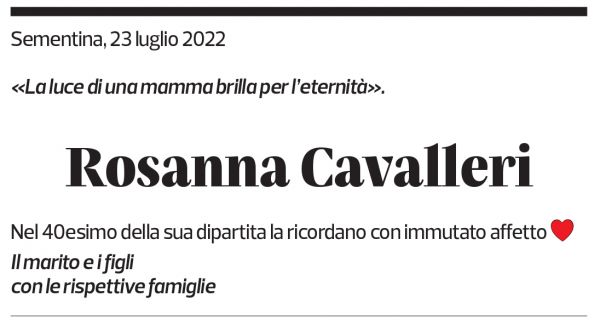 Annuncio funebre Rosanna Cavalleri