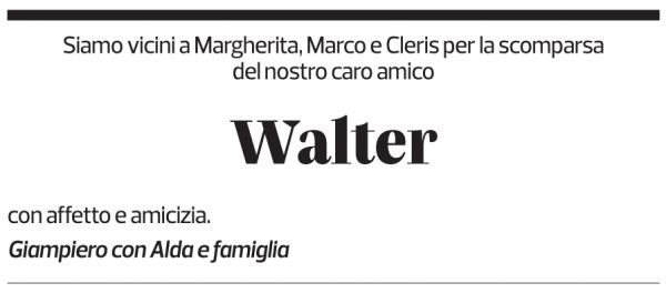 Annuncio funebre Walter Poretti