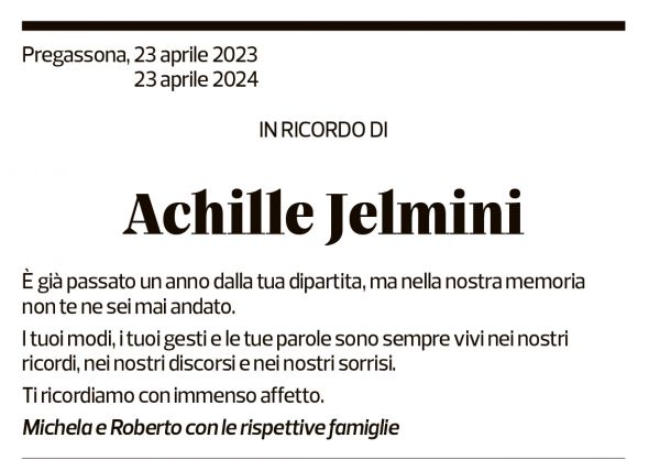 Annuncio funebre Achille Jelminia