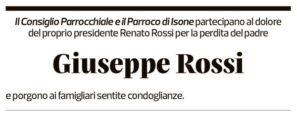 Annuncio funebre Giuseppe Rossi