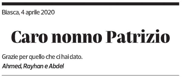 Annuncio funebre Patrizio Maggini