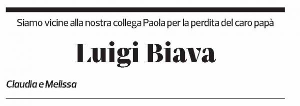 Annuncio funebre Luigi Biava