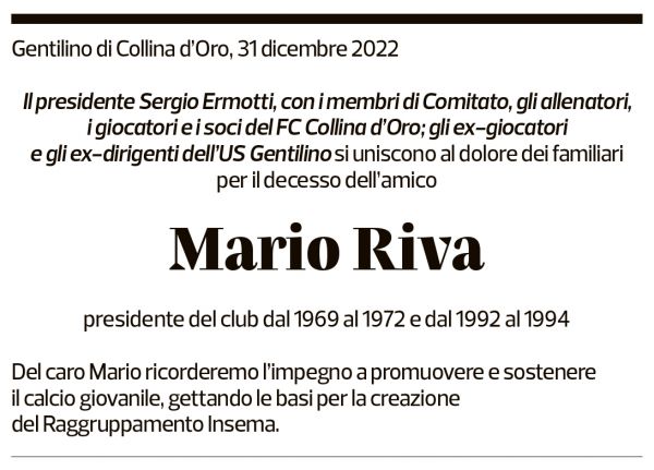 Annuncio funebre Mario Riva