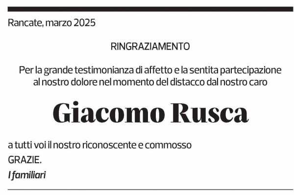 Annuncio funebre Giacomo Rusca