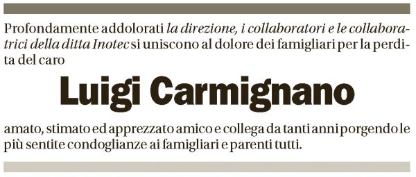Annuncio funebre Luigi Carmignano